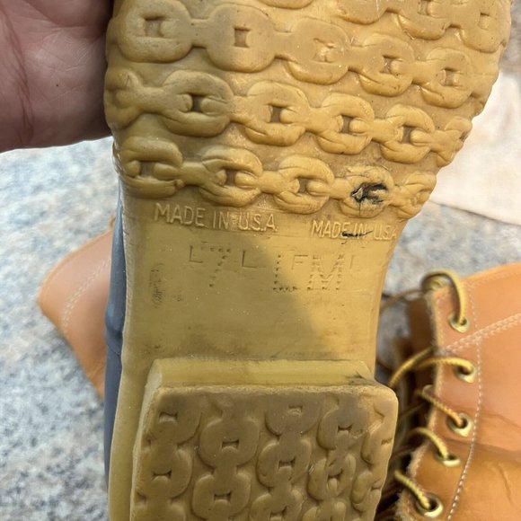 LL BEAN Duck Boots Maine Hunting Shoe Womens Size 7 Brown / Blue GUC - Picture 10 of 12